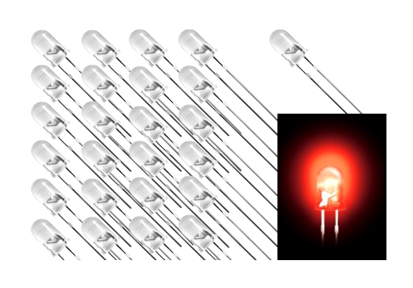 5mm LED ROT Klar 100-Stück Packung 1500mcd