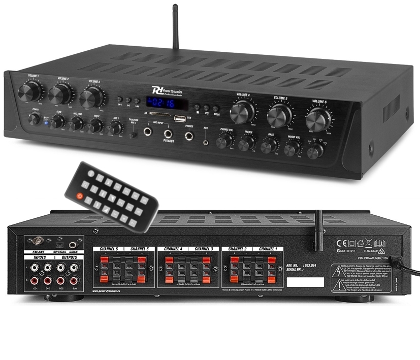 12Kanal_Multiroom_Verstaerker_88-900-03200_B0120js9KQJ0ha9H Multiroom Verstärker 12x50W 6-Zonen Verstärker mit UKW USB SD Bluetooth Toslink