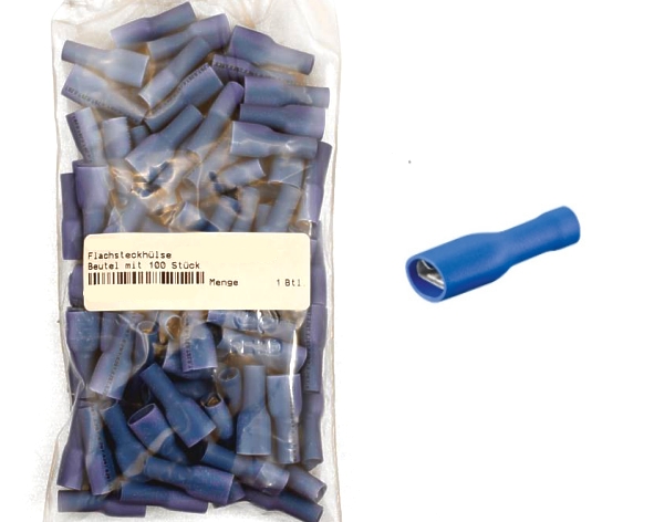 45-821-0420058779a3a6b666 4,8mm Flachsteckhülse BLAU vollisoliert ** 100er Pack **