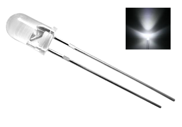 5mm-LED-Weiss-Klar_15-783-01240 5mm LED Weiss Kaltweiss 16000mcd extrem hell 15grad 3,2V 20mA