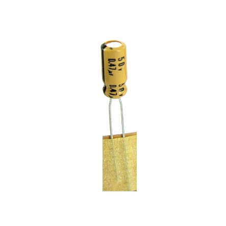 470nf-50v-elko-26-715-00036B Elko 470nF 0,47uF 50V stehend radial RM2,5mm 11x5mm