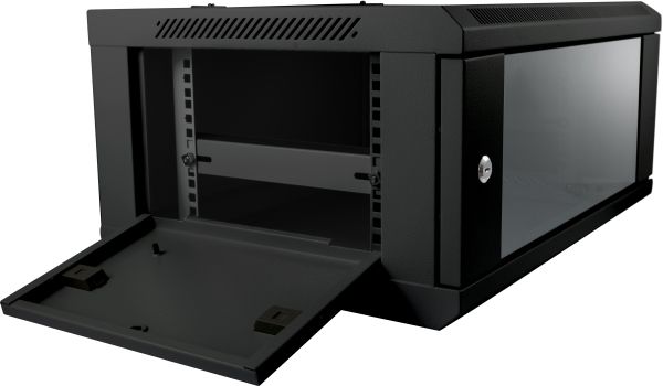 Rackschrank 19zoll 9HE T450mm mit Glastüre LAN Schrank EDV Schrank in Schwarz SMC-Serie 600x503x450mm