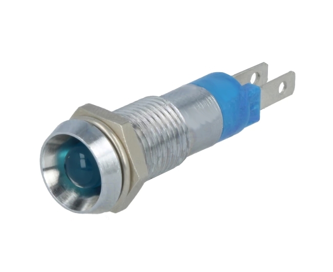 24V_LED_Einbaufassung_BLAU_15-783-04030 Signallampe 24V LED 5mm Blau 10mm Fassung Innenreflektor Chrom