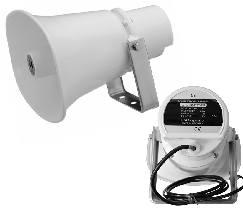 Aktiver Outdoorlautsprecher 25W mit Verstärker 12VDC aktiver IP65 Hornlautsprecher SC-P620EB Aktiver Outdoorlautsprecher 25W mit Verstärker 12VDC aktiver IP65 Hornlautsprecher SC-P620EB