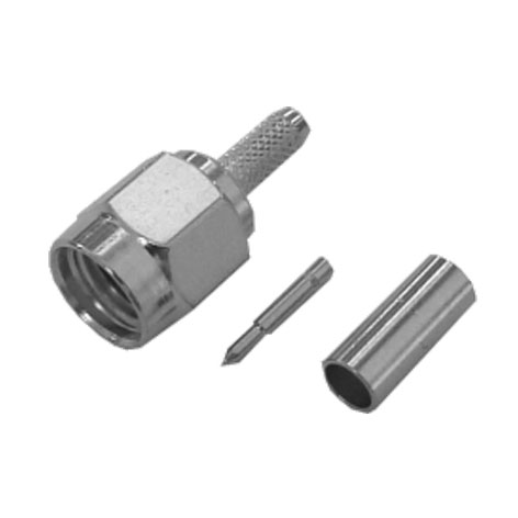 39-874-00100-sma-stecker-rg174-bild01 SMA Stecker für RG174 Koaxkabel Crimpversion