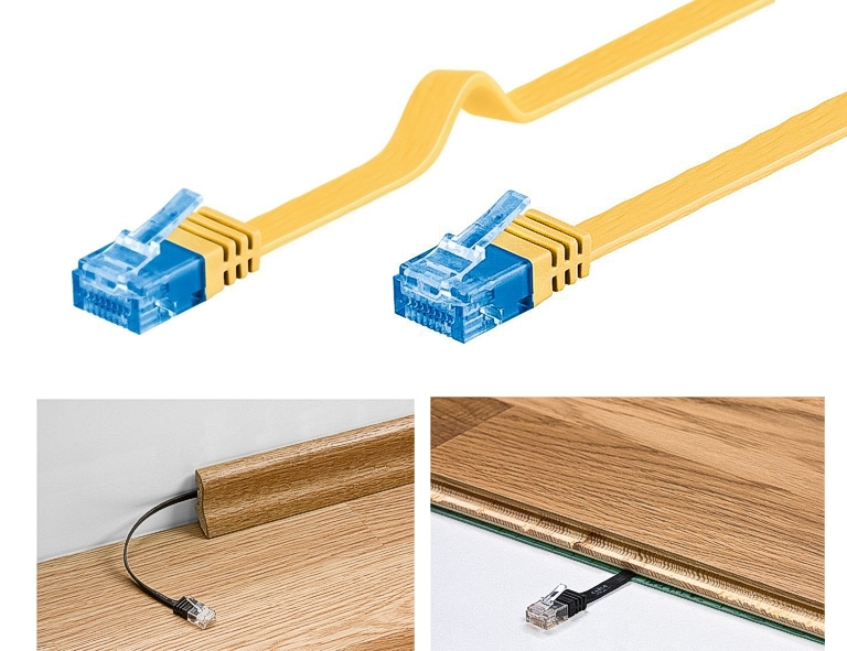 LAN_Flachkabel_CAT6A_GELB 10m LAN Kabel Flachkabel Cat6a UUTP Gelb