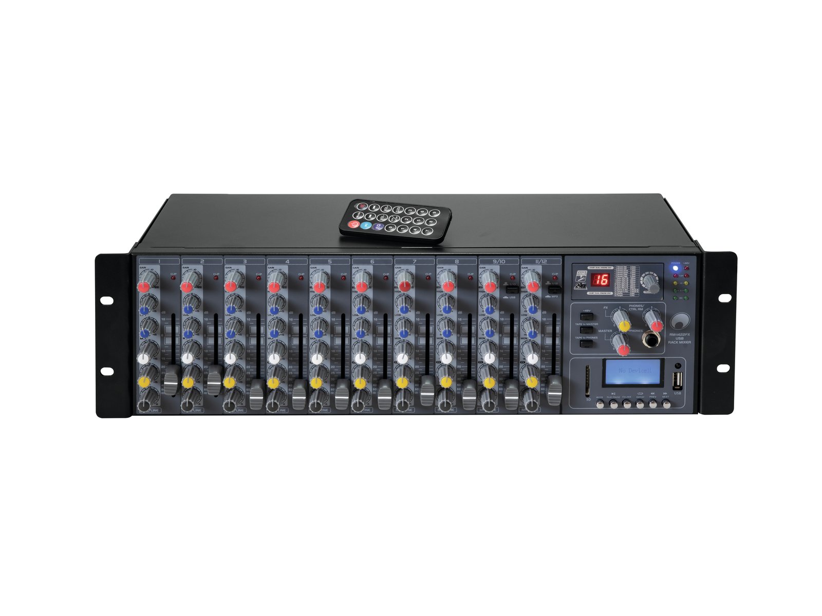 10040300b Mischpult Mixer 10-Kanal 19zoll 3HE mit MP3-Player 2xLine und 8x Mikrofon Eingang