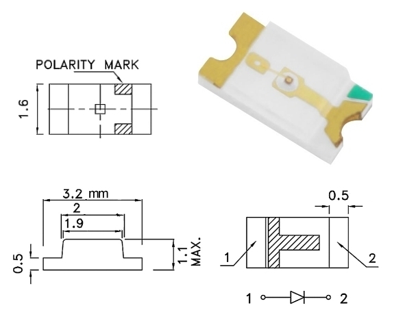 SMD1206-2016 SMD LED Gelb 1206