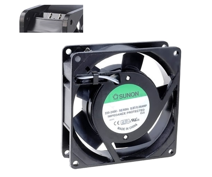 94-795-00002_92x92x25mm_Luefter_Steckko_OK 230V Lüfter 92x92x25mm 15W ALU-Druckguss 50cbm Steckkontakt