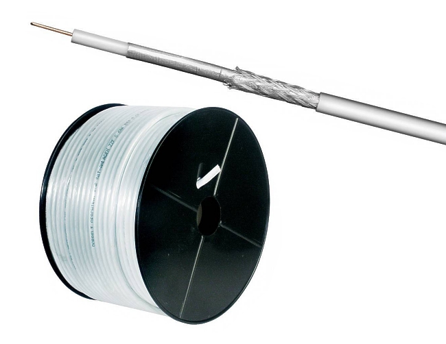 Koaxkabel-100dB-42-710-00400-Kopie 100m SAT Kabel Koaxkabel 100dB für SAT TV BK CATV 7mm Kabelfernsehen Weiss
