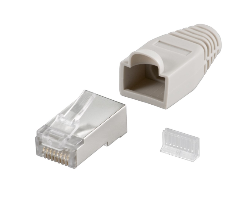 RJ45 Stecker CAT5e 8pol geschirmt inkl Tülle LAN Stecker