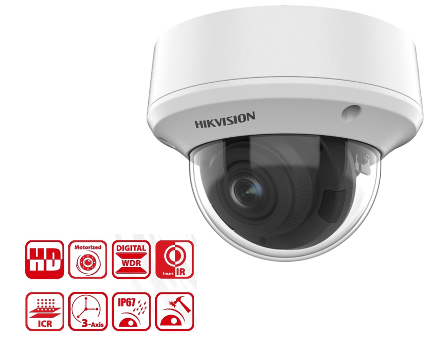5MP Dome 4in1 AHD TVI CVI CVBS Motorzoom Objektiv 3-13mm IP66 BNC IK10 Outdoor DS2CE5AHxx Serie