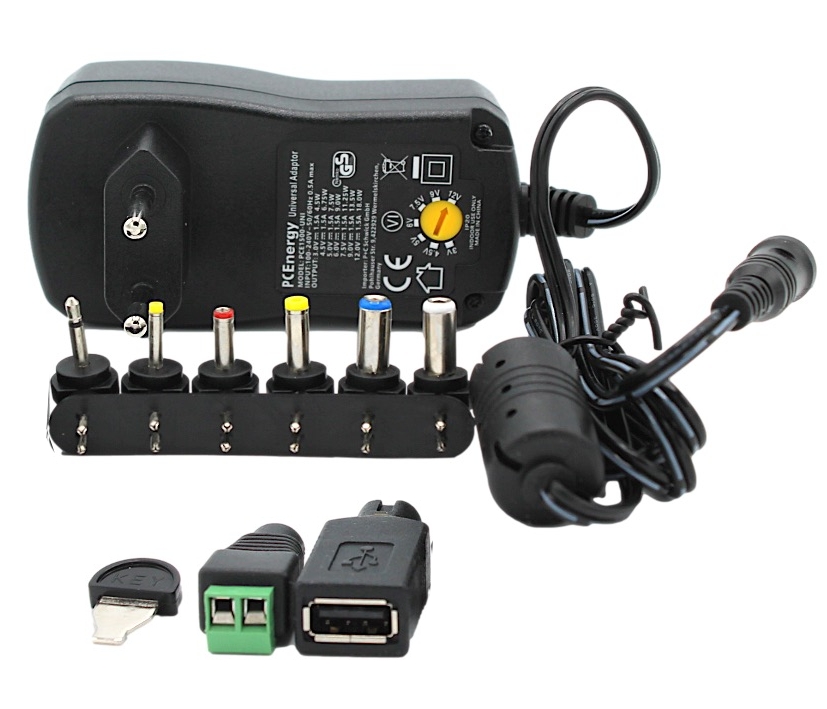 18W_Netzteil_3-12V_1500mA_PCE_93-815-05615 Netzteil 3V 4,5V 5V 6V 7,5V 9V 12V 18W 2,25A 1140mA 27W PCE-serie