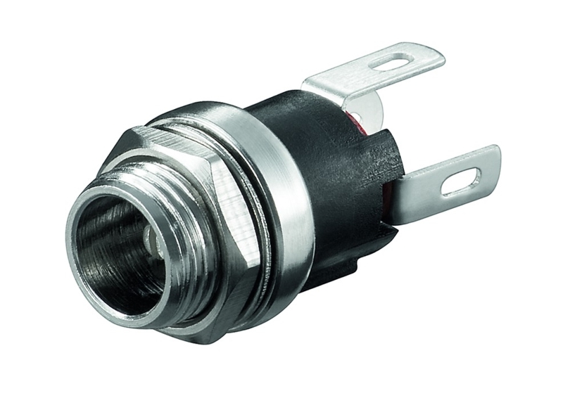 Hohlstecker_Einbaubuchse_55x21_93-862-00190 5,5x2,1mm Hohlstecker Buchse Einbau Rund Metall