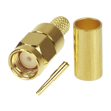 39-874-00360-SMA-bild01 RP SMA Stecker REVERSE gerade für RG174 Crimpversion vergoldet