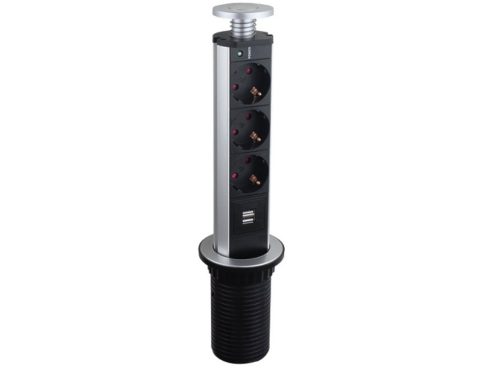 Moebel-einbausteckdose-Kuesche-Schreibtisch-39-820-05030-Bild2 Möbel Einbaudose 3x Steckdose 2x USB Tischdose Turm für Schreibtisch Küche usw