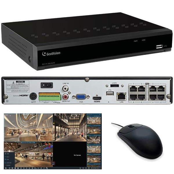 IP NVR 8-Kanal Recorder mit 2TB HDD Videoserver RNVRL810 mit HDMI VGA PoE Maus bis 4K