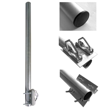 78-305-00130_80cm_Mast_mit_Platte Mast Minimast Halter für Wandmontage Balkon Geländer usw 80cm