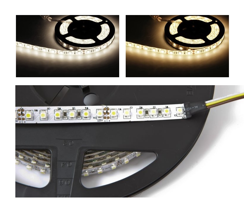 15-100-04190_LED-Stripe_Dual_Weiss_B1 5m LED Stripe flexibel IP20 Dualweiss 12V 96W CCT 6000lm 3000-7000K Warmweiss Kaltweiss