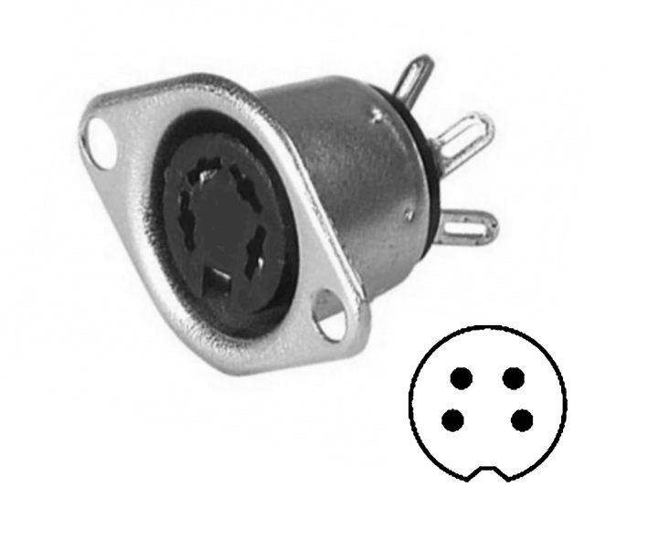 4pol_DIN_Buchse_39-855-00100_B2 DIN Einbaubuchse 4pol Typ-2 mit 216grad Metallkragen