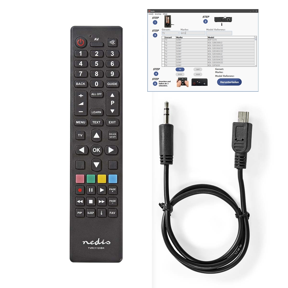 91-593-00293_Univ_FB_PC_programmierbar_B00 Univ Fernbedienung für TV Fernseher DVD HiFi Receiver 100.000 Geräte