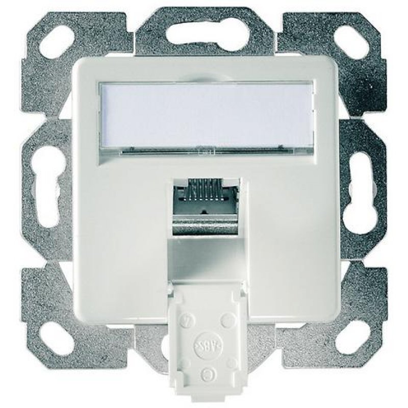 Telegaertner-Netzwerkdose-39-875-00200 Netzwerkdose CAT6A Unterputz Einzeldose mit Innenblende LAN Dose Alpinweiss