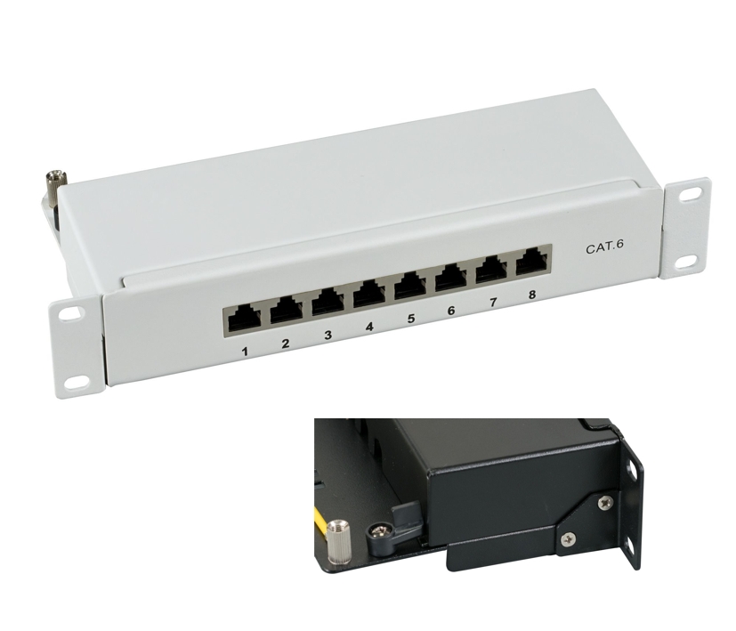 Mini_Patchpanel_CAT6_10zoll_53-800-00975_2024 10zoll Patchpanel CAT6 Patchfeld 8xRJ45 LSA Panel Auflegefeld