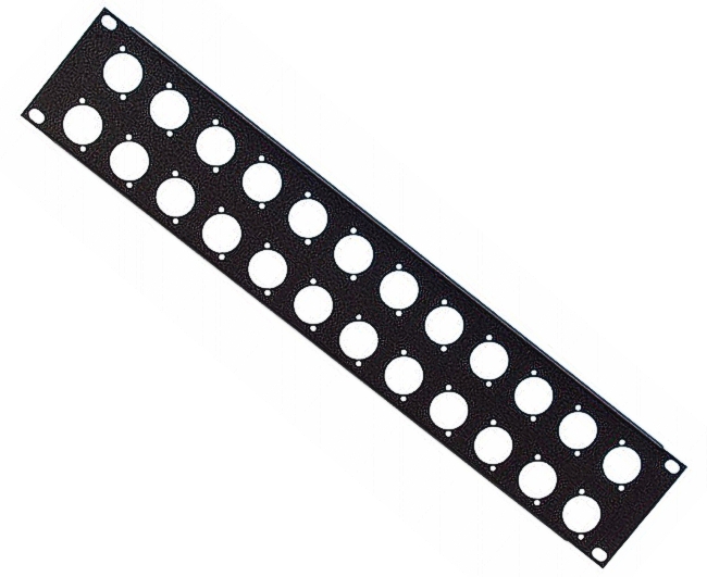 19zoll-D-Type-Traeger-62-630-03342 2HE Blende Rackblenblende mit 24x D-Type Bohrungen