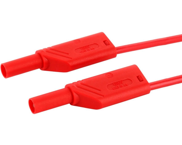 1m Laborkabel Messkabel ROT CAT-III 16A 1qmm mit üblichen 4mm Sicherheitstecker