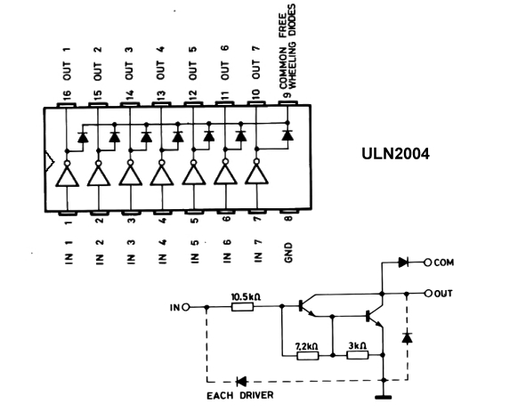 ULN2004A DIP16 7xNPN Transistoren Array Darlington je 50V 500mA CMOS