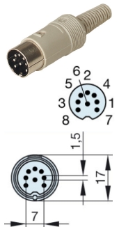 DIN Stecker 8pol Typ-9 240grad MAS80S-Grau