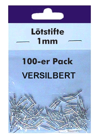 1mm Lötstift Lötnägel versilbert -- 100-er Pack --