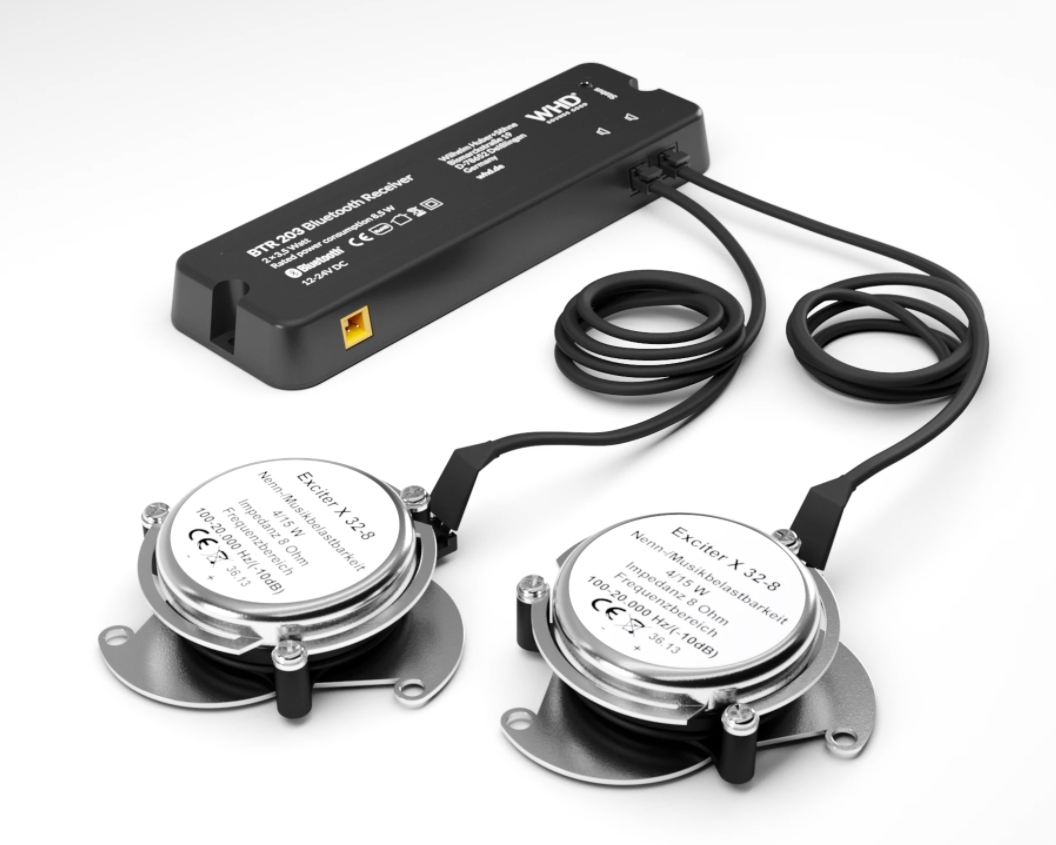 2x Exiter mit Stereo-Verstärker mit Bluetooth BTR203-Set mit Lautsprecher APP Klangregler