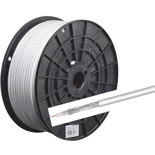 42-710-00020-120dB-SAT-KABEL-2018 100m Koaxkabel 75-Ohm 120dB für SAT TV BK CABELTV 7mm Weiss Kabelfernsehen