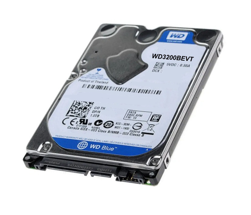 320GB SATA 2,5zoll Festplatte WD Scorpio Blue 5400Umin WD3200BEVT Refurbished