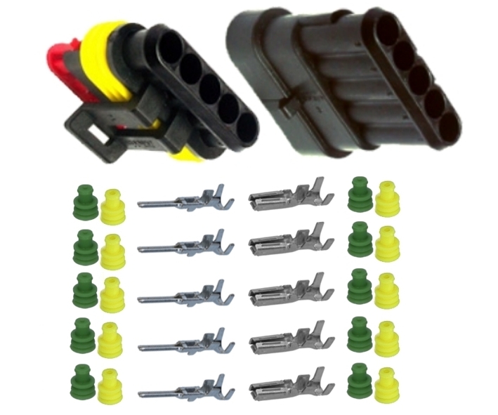 33-475-00650_Superseal_5pol_Set_Bild2023_01 5pol KFZ Stecker SET IP67 Automotive Stecker-Kupplung