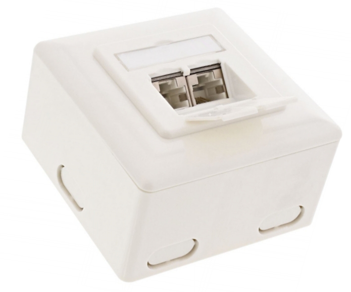 Netzwerkdose CAT6 Aufputz Unterputz 2xRJ45 Weiss LAN Dose mit Blende