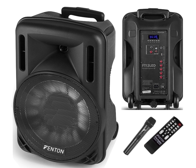 Aktive_PA_Box_12zoll_84-754-11100_B22 Mobile Musikanlage 12zoll 700W Verstärker mit Bluetooth USB-Player Funkmikrofon und AUX Eingang