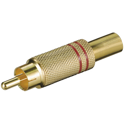 71e65fa23dce56313f07fa7ff809dcb3 Cinchstecker vergoldet mit roter Kennung RCA Stecker