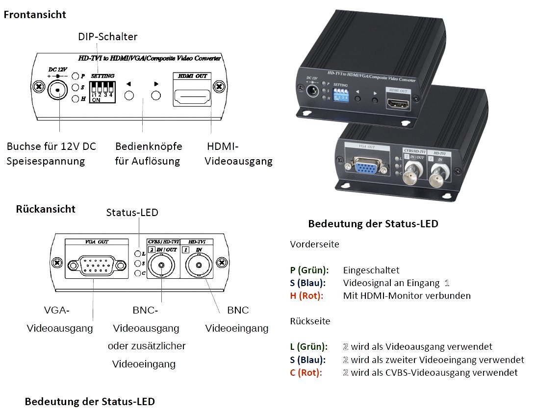 Konverter-TVI-CVI-AHD-auf-HDMI