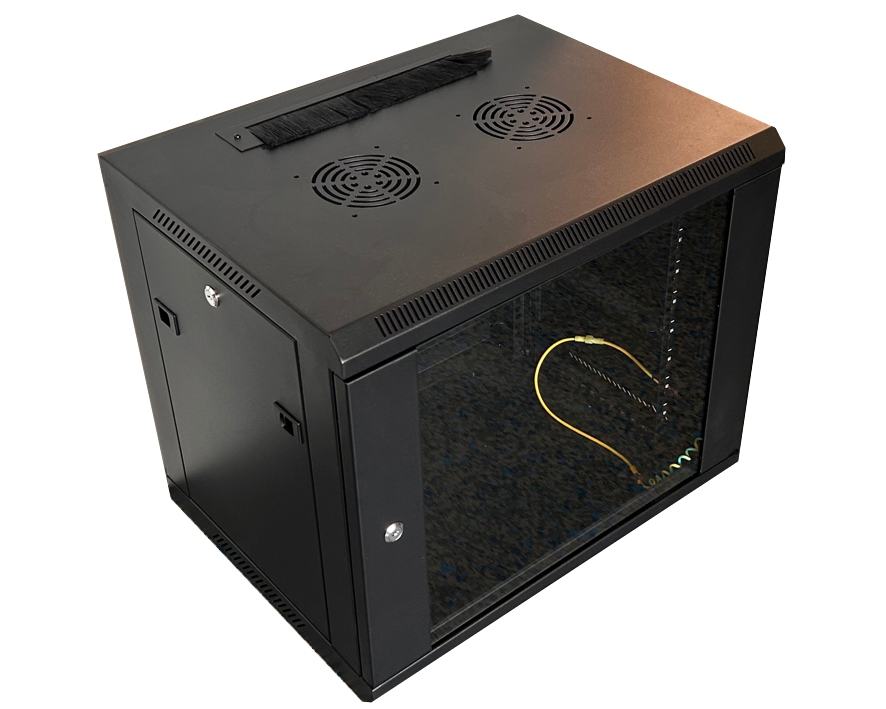 Rackschrank 19zoll 9HE T450mm mit Glastüre LAN Schrank EDV Schrank in Schwarz SMC-Serie 600x503x450mm