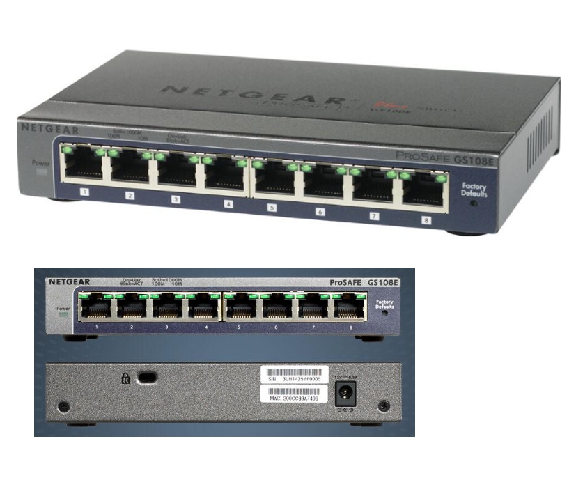 LAN RJ45 Switch 8Port Lüfterlos 10/100/1000Mbit Business Plus Managed mit Netzteil