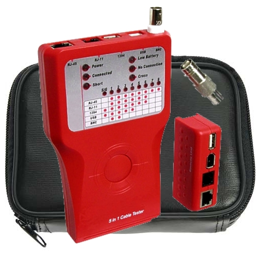 f136821b192df2644f769556e987ffb4 Testgerät LAN TESTER RJ45  RJ11 RJ12 ISDN USB FireWire Tester