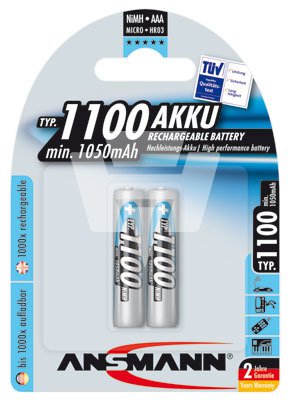 AAA Micro Akku 1100mAh 2er Pack Ersatzakku für Funktelefon und andere Geräte 