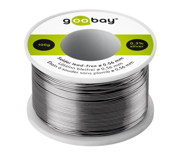 44-793-00270_Loetzinn_Bleifrei_mit_Silberanteil 0,56mm Bleifreies Lötzinn 100gr Spule Sn96,5Ag0.3Cu0.7