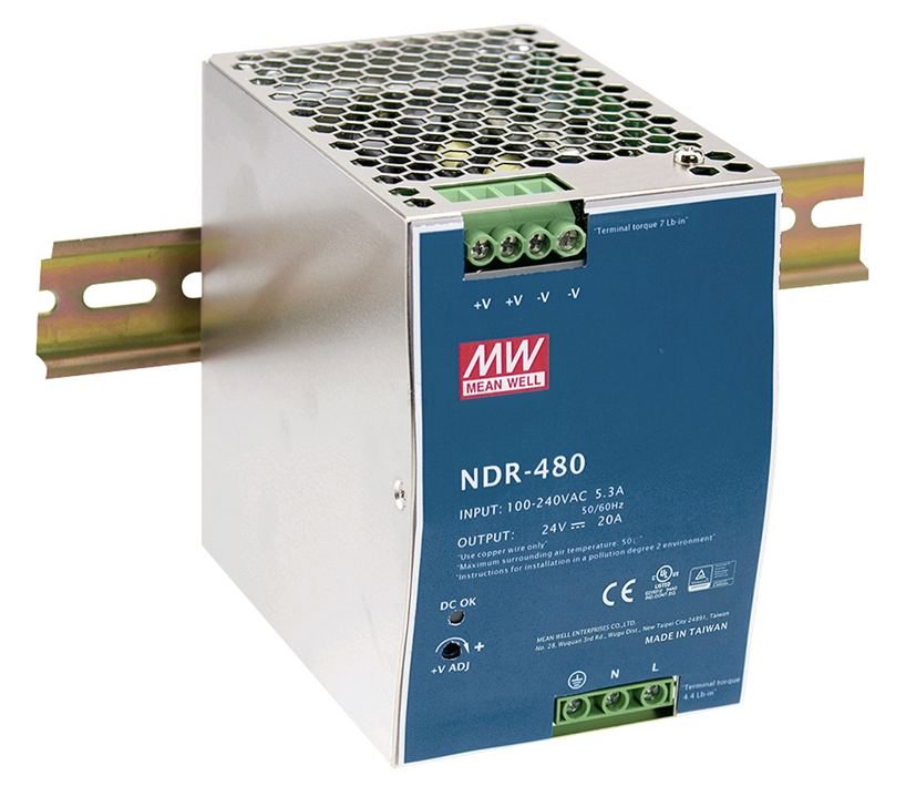 24V_20A_Netzteil_Hutschiene_NDR480_93-808-01585_B2021 24V Netzteil 24V 480W 20A für DIN Hutschiene INP90-264V NDR480