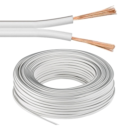 25m Lautsprecherkabel 2x 0,75qmm Ring Weiss Litze CCA