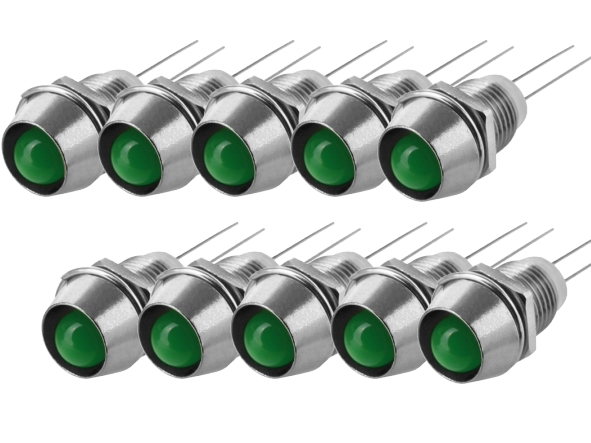 15-783-09020-LED-Fassung-mit-LED-10er-Pack 5mm LED Fassung mit 5mm LED Grün 10-Stück Pack