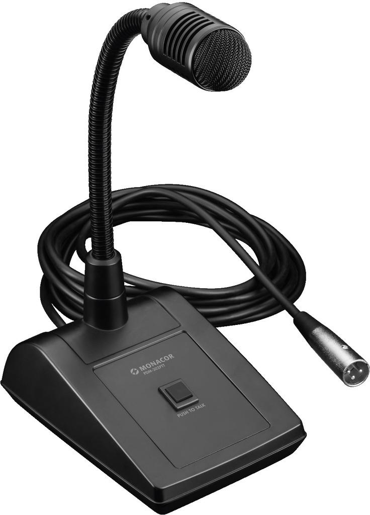 Tischmikrofon dynamisches Mikrofon mit Schwanenhals und PTT Taster und 3pol XLR Stecker