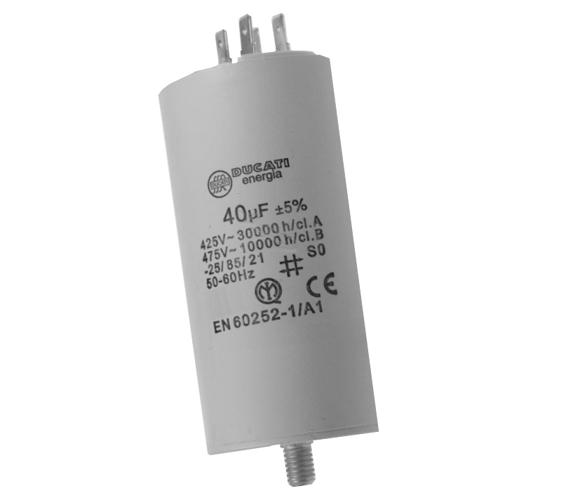 40uF_475V_MP_Kondensator_29-719-00928 40uF Motorkondensator MKP 40uF 475V 45x94mm M8